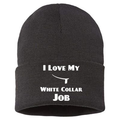 Funny Priest Ordination I Love My White Collar Job Sustainable Knit Beanie