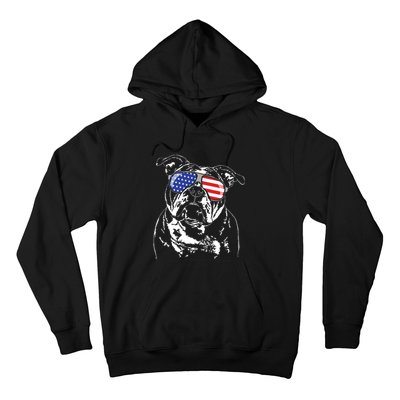 Funny Proud Old English Bulldog American Flag Sunglasses Hoodie