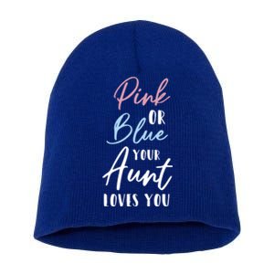 Funny Pink Or Blue Aunt Loves You Nephew Niece Gender Reveal Gift Short Acrylic Beanie