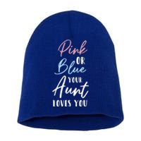 Funny Pink Or Blue Aunt Loves You Nephew Niece Gender Reveal Gift Short Acrylic Beanie