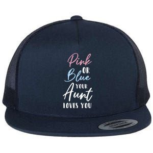 Funny Pink Or Blue Aunt Loves You Nephew Niece Gender Reveal Gift Flat Bill Trucker Hat