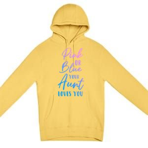 Funny Pink Or Blue Aunt Loves You Nephew Niece Gender Reveal Gift Premium Pullover Hoodie