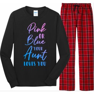 Funny Pink Or Blue Aunt Loves You Nephew Niece Gender Reveal Gift Long Sleeve Pajama Set