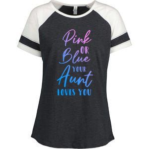 Funny Pink Or Blue Aunt Loves You Nephew Niece Gender Reveal Gift Enza Ladies Jersey Colorblock Tee