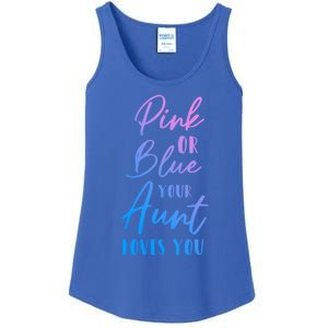 Funny Pink Or Blue Aunt Loves You Nephew Niece Gender Reveal Gift Ladies Essential Tank