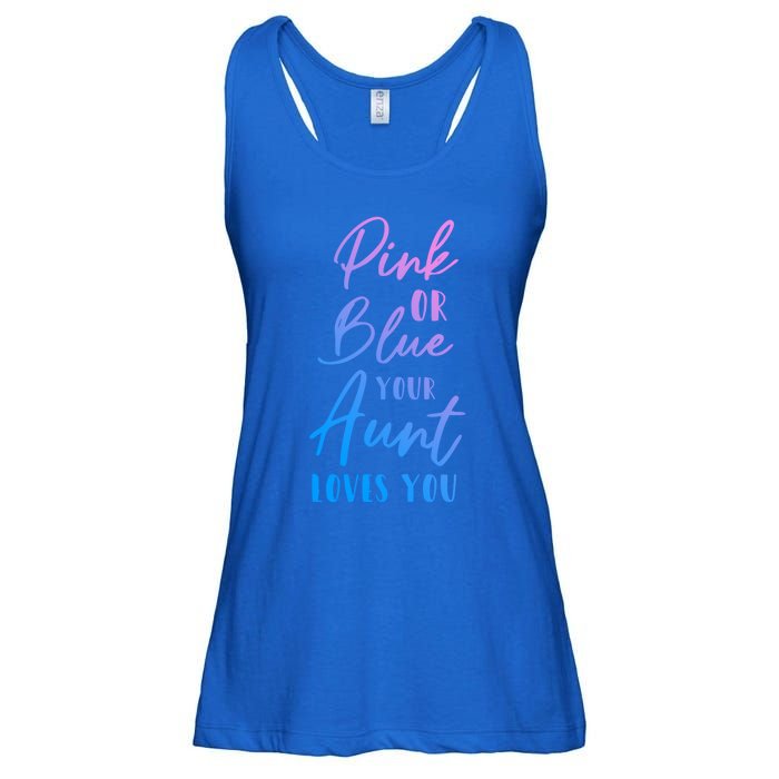 Funny Pink Or Blue Aunt Loves You Nephew Niece Gender Reveal Gift Ladies Essential Flowy Tank