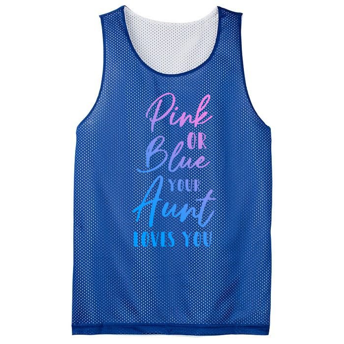 Funny Pink Or Blue Aunt Loves You Nephew Niece Gender Reveal Gift Mesh Reversible Basketball Jersey Tank