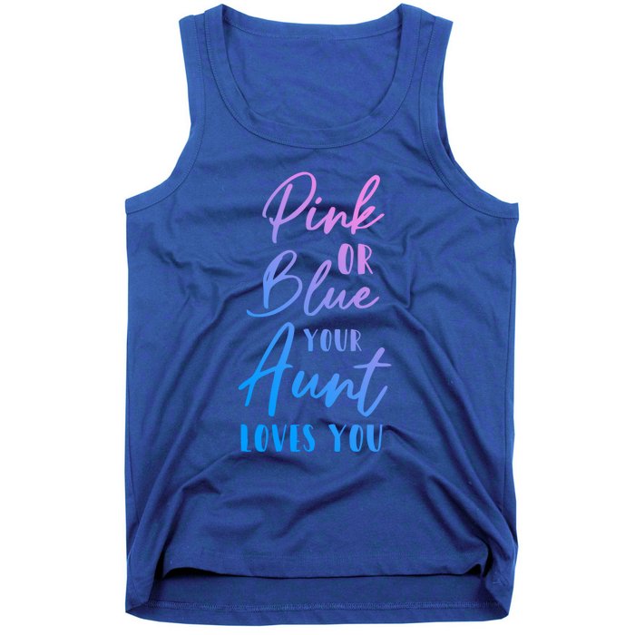 Funny Pink Or Blue Aunt Loves You Nephew Niece Gender Reveal Gift Tank Top