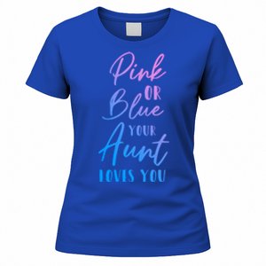 Funny Pink Or Blue Aunt Loves You Nephew Niece Gender Reveal Gift Women's T-Shirt