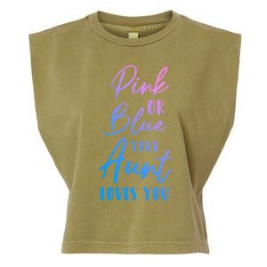 Funny Pink Or Blue Aunt Loves You Nephew Niece Gender Reveal Gift Garment-Dyed Women's Muscle Tee