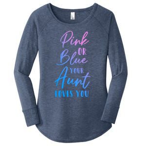 Funny Pink Or Blue Aunt Loves You Nephew Niece Gender Reveal Gift Women's Perfect Tri Tunic Long Sleeve Shirt