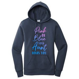 Funny Pink Or Blue Aunt Loves You Nephew Niece Gender Reveal Gift Women's Pullover Hoodie