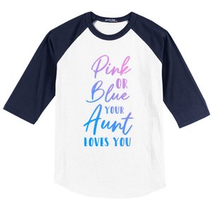 Funny Pink Or Blue Aunt Loves You Nephew Niece Gender Reveal Gift Baseball Sleeve Shirt