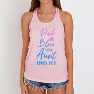 Funny Pink Or Blue Aunt Loves You Nephew Niece Gender Reveal Gift Women's Knotted Racerback Tank