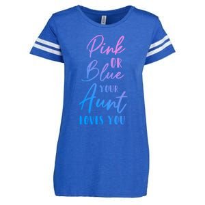 Funny Pink Or Blue Aunt Loves You Nephew Niece Gender Reveal Gift Enza Ladies Jersey Football T-Shirt