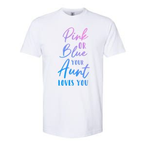 Funny Pink Or Blue Aunt Loves You Nephew Niece Gender Reveal Gift Softstyle CVC T-Shirt