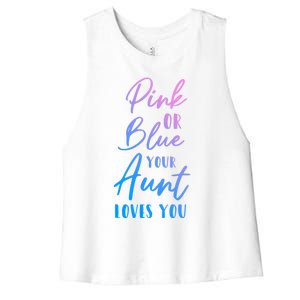 Funny Pink Or Blue Aunt Loves You Nephew Niece Gender Reveal Gift Women's Racerback Cropped Tank