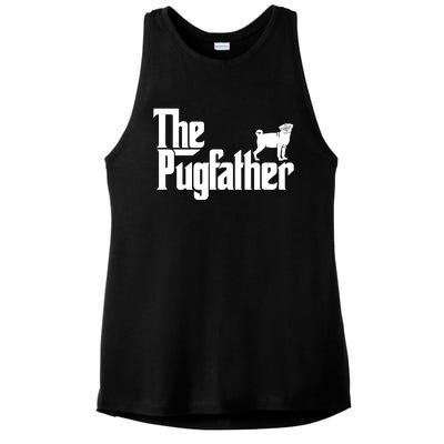 Funny Pug Owner Shirts The Pugfather Pug Father Gift Ladies PosiCharge Tri-Blend Wicking Tank