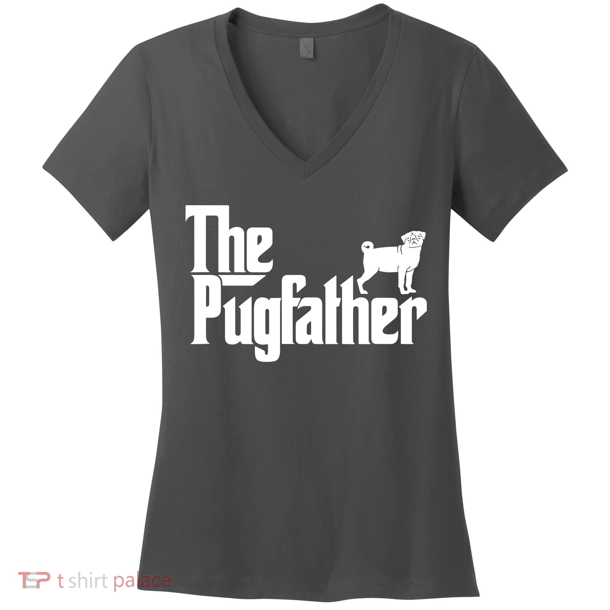 Funny Pug Owner Shirts The Pugfather Pug Father Gift Women's V-Neck T-Shirt