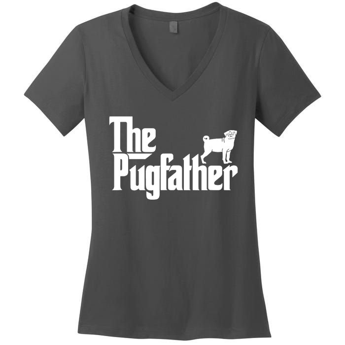 Funny Pug Owner Shirts The Pugfather Pug Father Gift Women's V-Neck T-Shirt