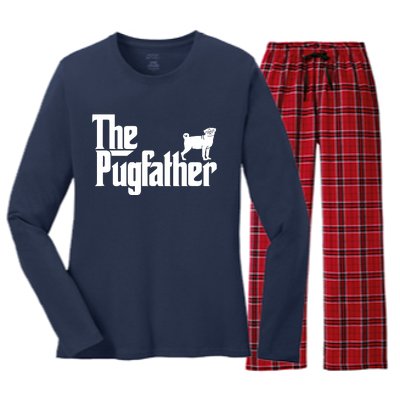 Funny Pug Owner Shirts The Pugfather Pug Father Gift Women's Long Sleeve Flannel Pajama Set 