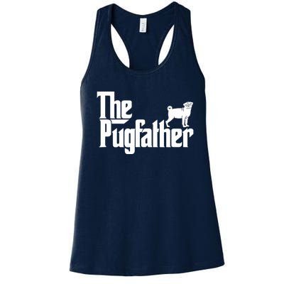 Funny Pug Owner Shirts The Pugfather Pug Father Gift Women's Racerback Tank