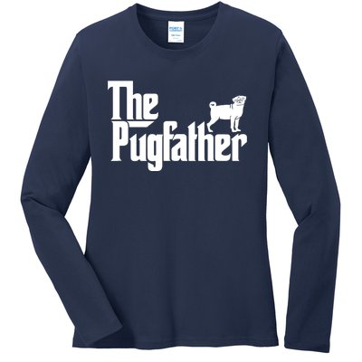 Funny Pug Owner Shirts The Pugfather Pug Father Gift Ladies Long Sleeve Shirt