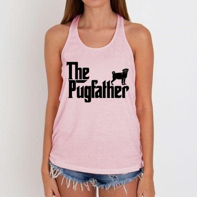 Funny Pug Owner Shirts The Pugfather Pug Father Gift Women's Knotted Racerback Tank