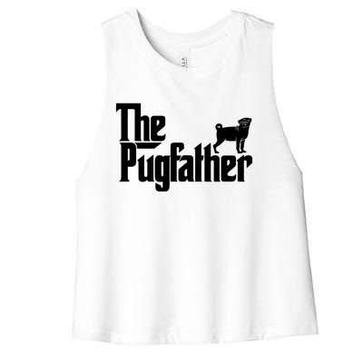 Funny Pug Owner Shirts The Pugfather Pug Father Gift Women's Racerback Cropped Tank