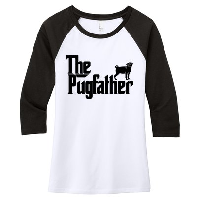 Funny Pug Owner Shirts The Pugfather Pug Father Gift Women's Tri-Blend 3/4-Sleeve Raglan Shirt