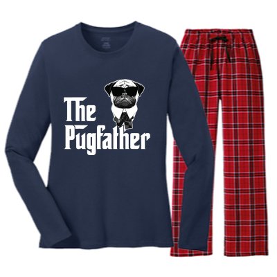 Funny Pug Owner The Pugfather Father Gift Dog Lovers Owner Women's Long Sleeve Flannel Pajama Set 