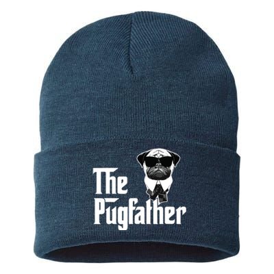 Funny Pug Owner The Pugfather Father Gift Dog Lovers Owner Sustainable Knit Beanie