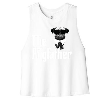 Funny Pug Owner The Pugfather Father Gift Dog Lovers Owner Women's Racerback Cropped Tank