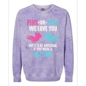 Funny Pink Or Blue We Love You Cute Gender Reveal Gift Colorblast Crewneck Sweatshirt