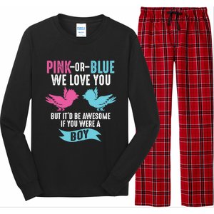 Funny Pink Or Blue We Love You Cute Gender Reveal Gift Long Sleeve Pajama Set