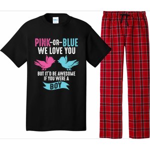 Funny Pink Or Blue We Love You Cute Gender Reveal Gift Pajama Set