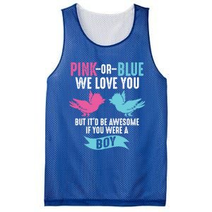 Funny Pink Or Blue We Love You Cute Gender Reveal Gift Mesh Reversible Basketball Jersey Tank