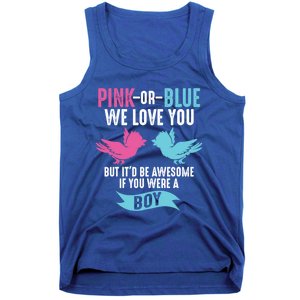 Funny Pink Or Blue We Love You Cute Gender Reveal Gift Tank Top