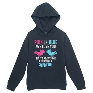 Funny Pink Or Blue We Love You Cute Gender Reveal Gift Urban Pullover Hoodie