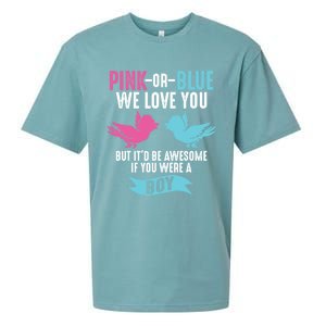 Funny Pink Or Blue We Love You Cute Gender Reveal Gift Sueded Cloud Jersey T-Shirt