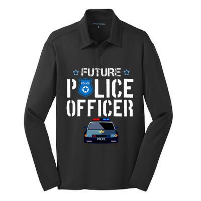 Future Police Officer Cop Birthday Boy Silk Touch Performance Long Sleeve Polo