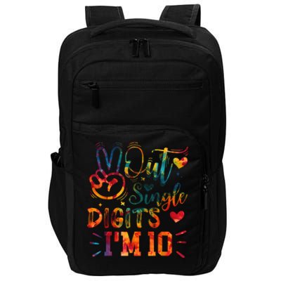 Funny Peace Out Single Digits IM 10 Year Old 10th Birthday Impact Tech Backpack