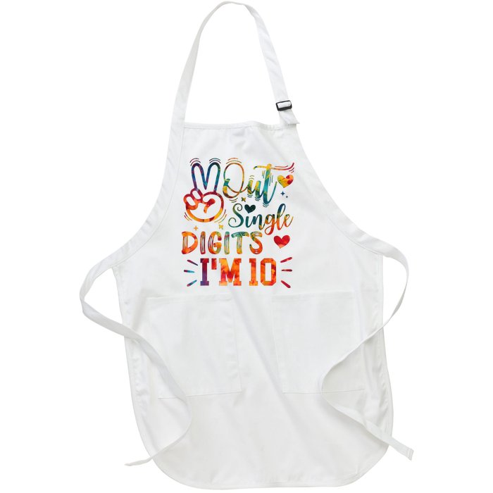 Funny Peace Out Single Digits IM 10 Year Old 10th Birthday Full-Length Apron With Pockets