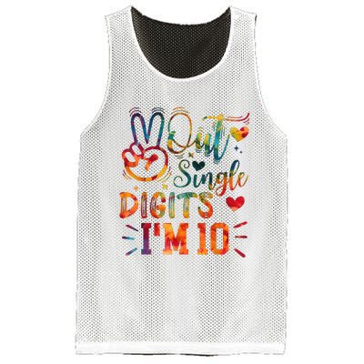 Funny Peace Out Single Digits IM 10 Year Old 10th Birthday Mesh Reversible Basketball Jersey Tank