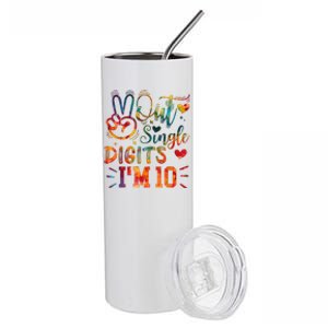 Funny Peace Out Single Digits IM 10 Year Old 10th Birthday Stainless Steel Tumbler