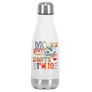 Funny Peace Out Single Digits IM 10 Year Old 10th Birthday Stainless Steel Insulated Water Bottle