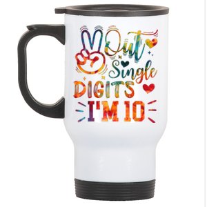 Funny Peace Out Single Digits IM 10 Year Old 10th Birthday Stainless Steel Travel Mug