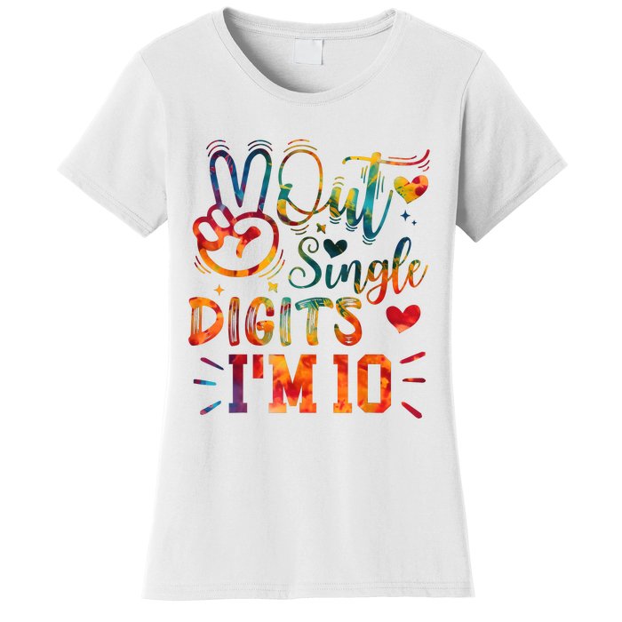 Funny Peace Out Single Digits IM 10 Year Old 10th Birthday Women's T-Shirt