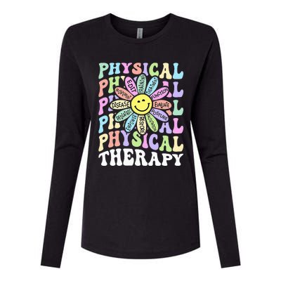 Flower PT Outfit Pediatric Physical Therapy Therapist Womens Cotton Relaxed Long Sleeve T-Shirt