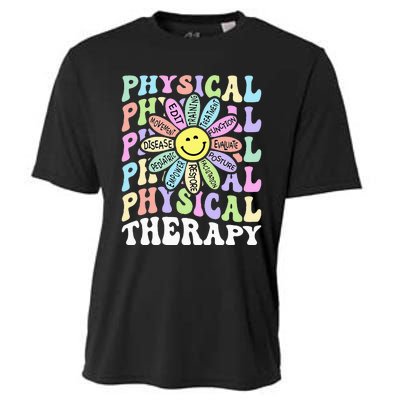 Flower PT Outfit Pediatric Physical Therapy Therapist Cooling Performance Crew T-Shirt